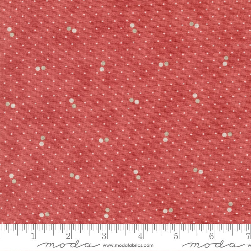 Ridgewood Polka Dot Dance in Rosewater by Minick & Simpson for Moda. Continuous cuts of Quilter's Cotton Fabric