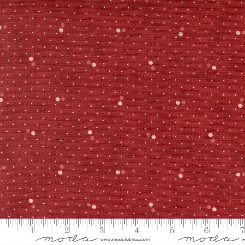 Ridgewood Polka Dot Dance in Cherry by Minick & Simpson for Moda. Continuous cuts of Quilter's Cotton Fabric