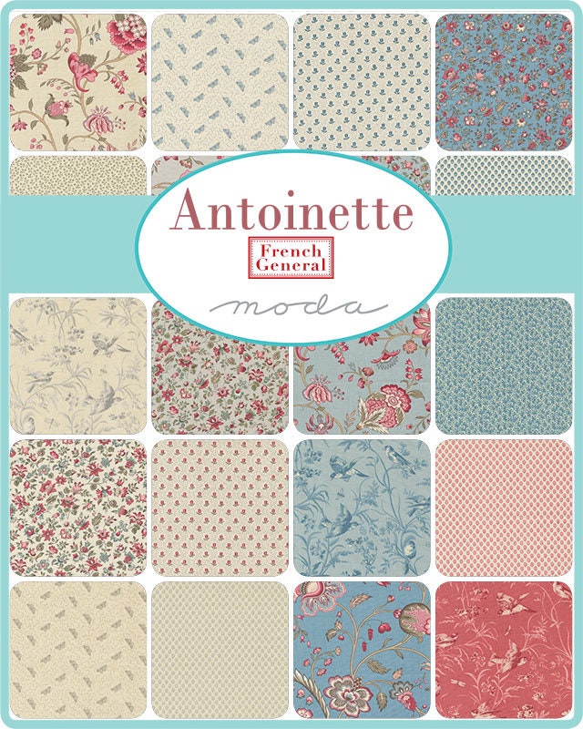 Antoinette Champagne Small Floral in Smoke by French General for Moda. Continuous cuts of Quilter's Cotton Fabric