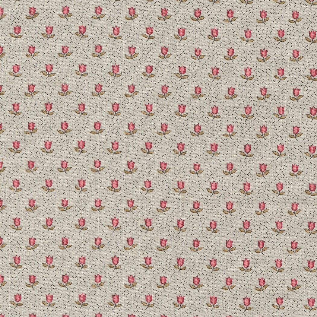 Antoinette Champagne Small Floral in Smoke by French General for Moda. Continuous cuts of Quilter's Cotton Fabric