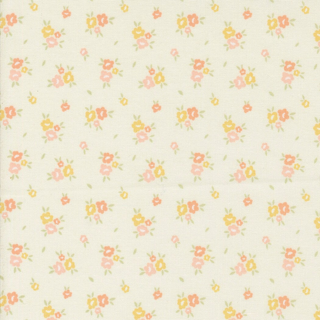 Blooms Small Floral in Porcelain by My Sew Quilty Life for Moda. Continuous cuts of Quilter's Cotton Fabric
