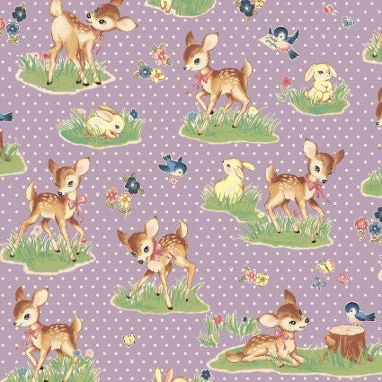 Beginning of Story in Lavender continuous cuts of Cotton Sheeting Fabric