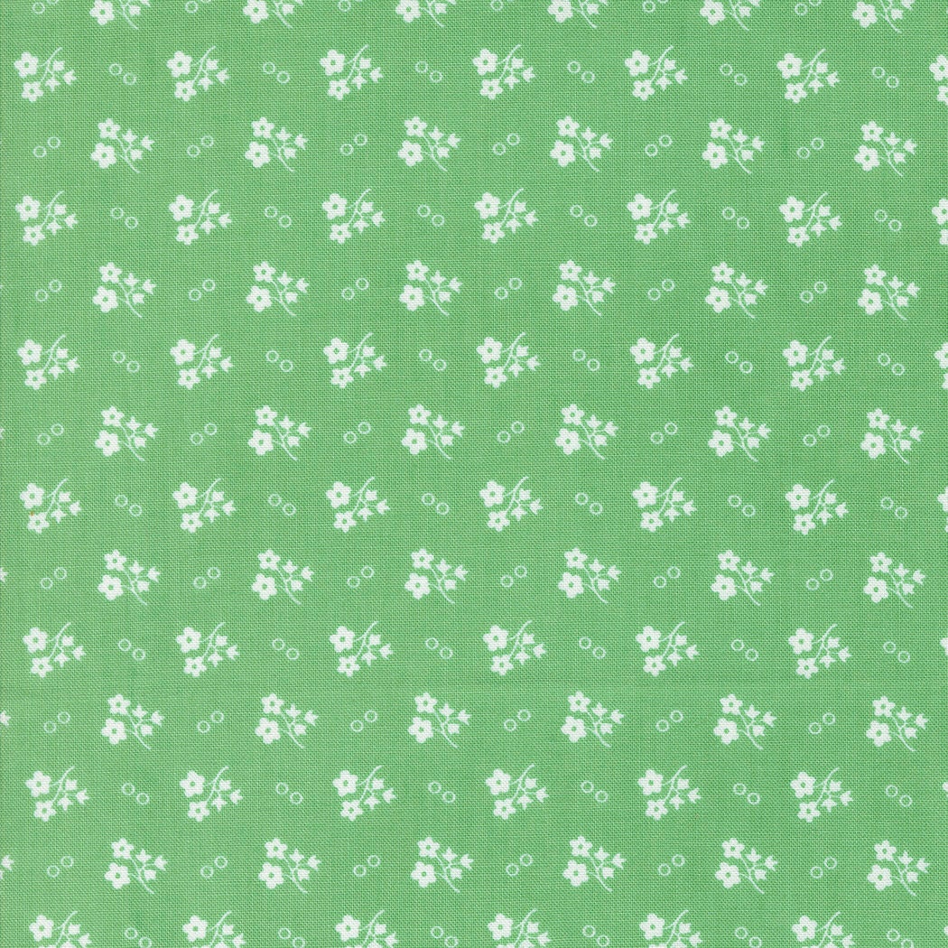 30's Playtime Daisy Dot Ditsy Dot in Aloe by Moda continuous cuts of Quilter's Cotton Fabric