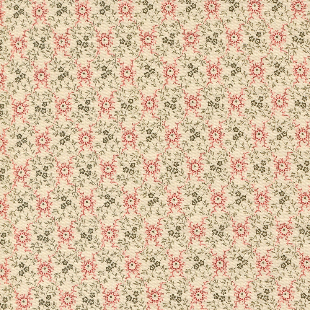 Lydia's Lace London Grace Shirting in Biscuit Crimson by Betsy Chutchian for Moda Fabrics. Continuous cuts of Quilter's Cotton Fabric