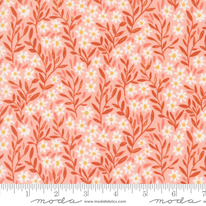 Daisy Florals in Blush from the Kindred Collection by 1 Canoe 2 for Moda Continuous cuts of Quilter's Cotton