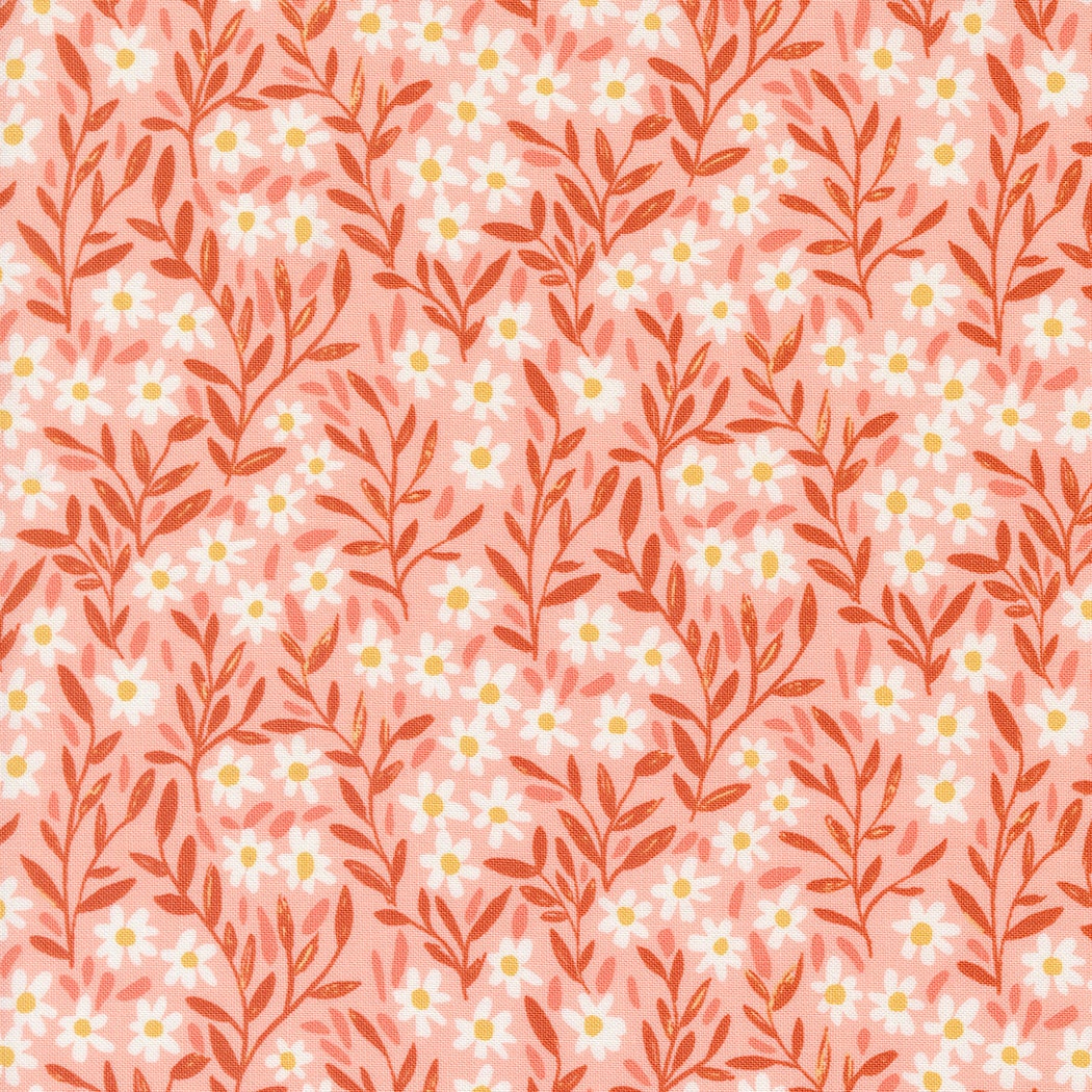Daisy Florals in Blush from the Kindred Collection by 1 Canoe 2 for Moda Continuous cuts of Quilter's Cotton