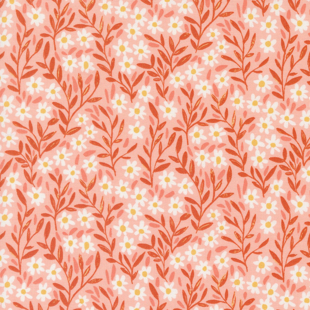 Daisy Florals in Blush from the Kindred Collection by 1 Canoe 2 for Moda Continuous cuts of Quilter's Cotton