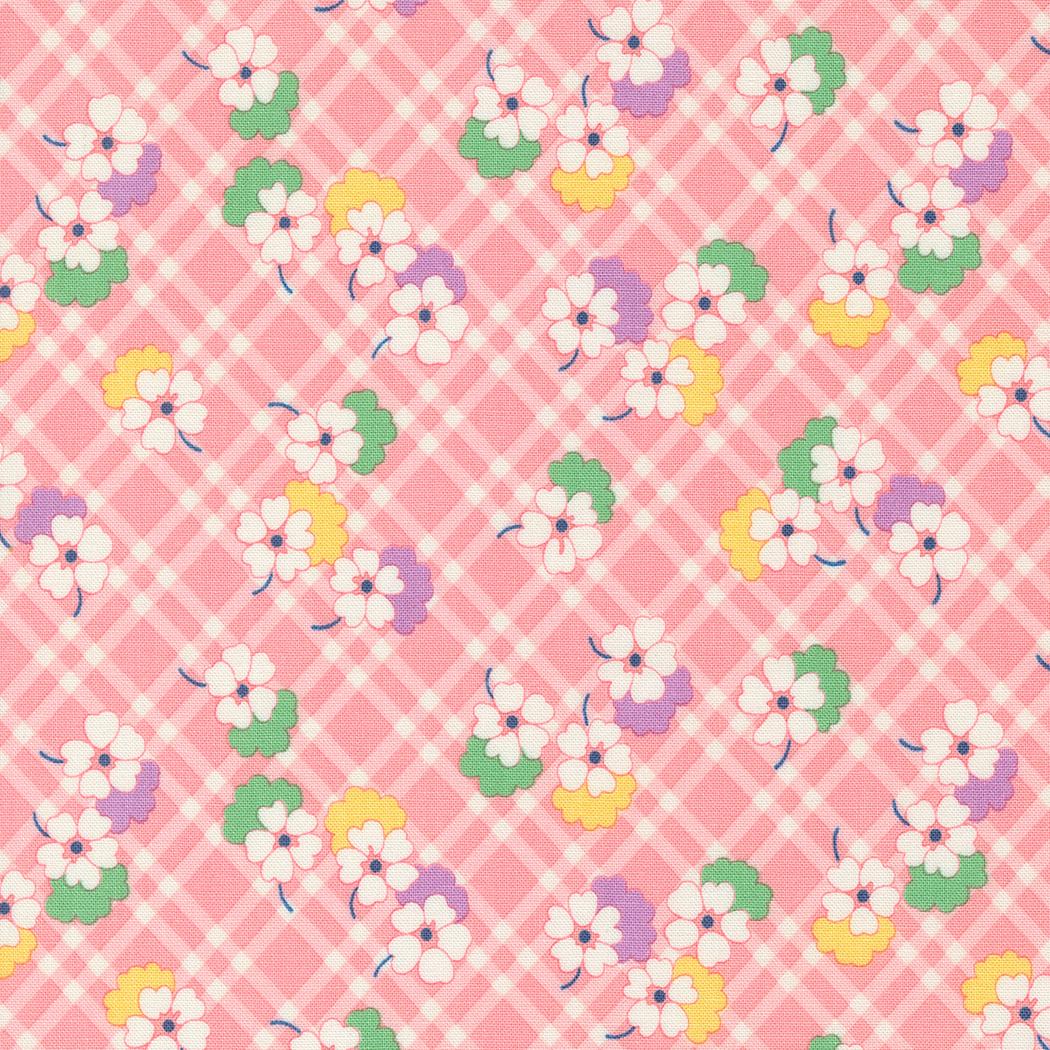 30's Playtime Picnic Posies Checks & Plaids in Petal by Moda continuous cuts of Quilter's Cotton Fabric