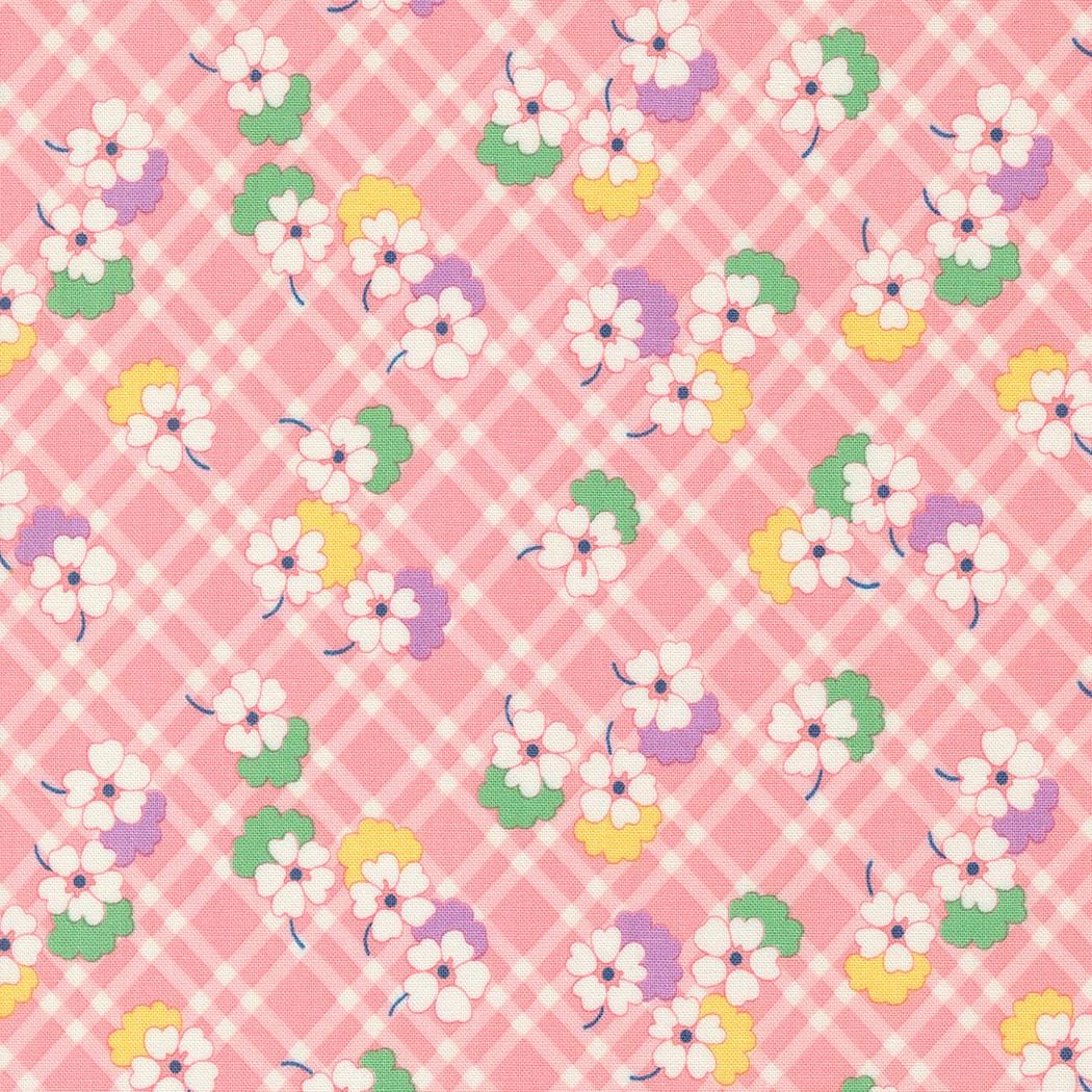 30's Playtime Picnic Posies Checks & Plaids in Petal by Moda continuous cuts of Quilter's Cotton Fabric