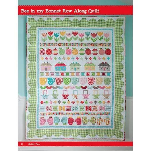 Quilty Fun 116 page soft cover spiral bound book by It's Sew Emma.  Directions for Row Along Quilt and 10 coordinating projects.