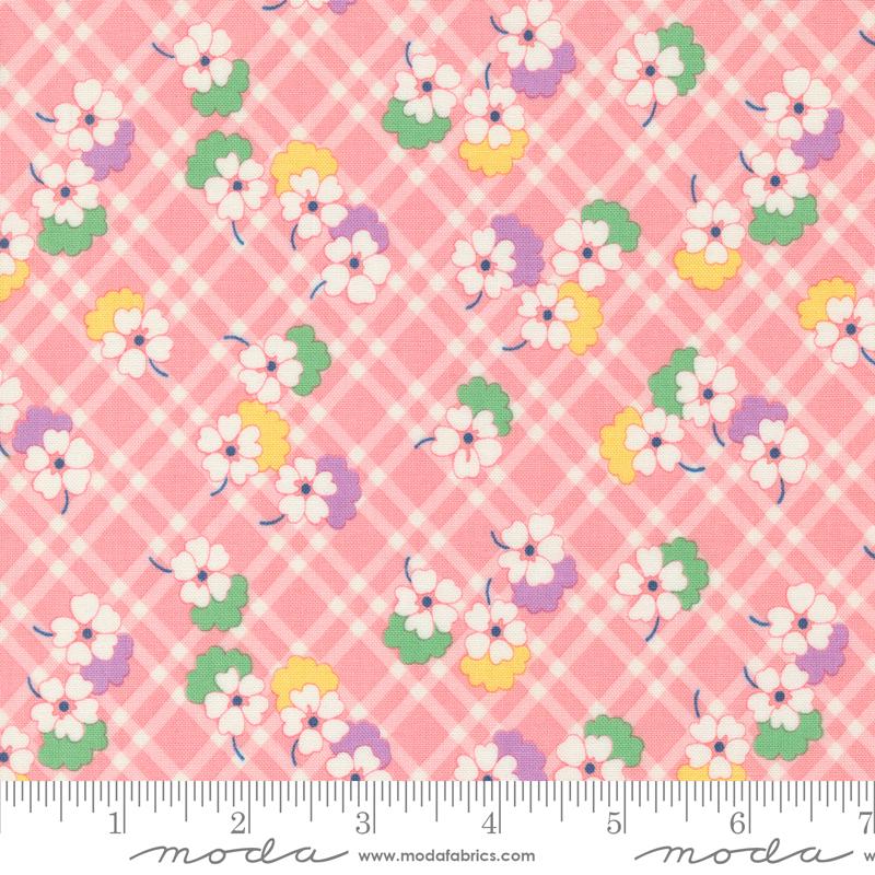 30's Playtime Picnic Posies Checks & Plaids in Petal by Moda continuous cuts of Quilter's Cotton Fabric