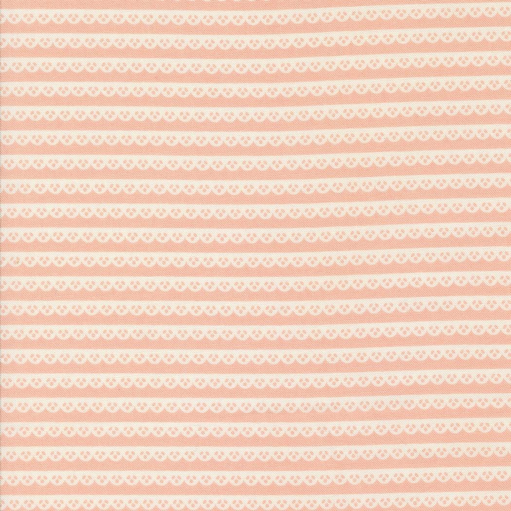 Dainty Lacy Stripes in Rose from Dainty Meadow by My Sew Quilty Life for Moda. Continuous cuts of Quilter's Cotton Fabric