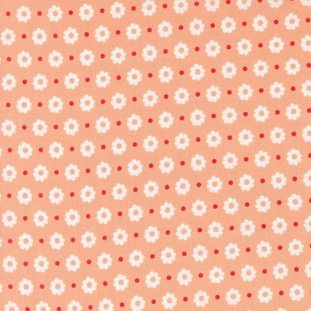 Laguna Sunrise Petal Floral Dots in Cantaloupe by Sherri & Chelsi for Moda. Continuous cuts of Quilter's Cotton Fabric