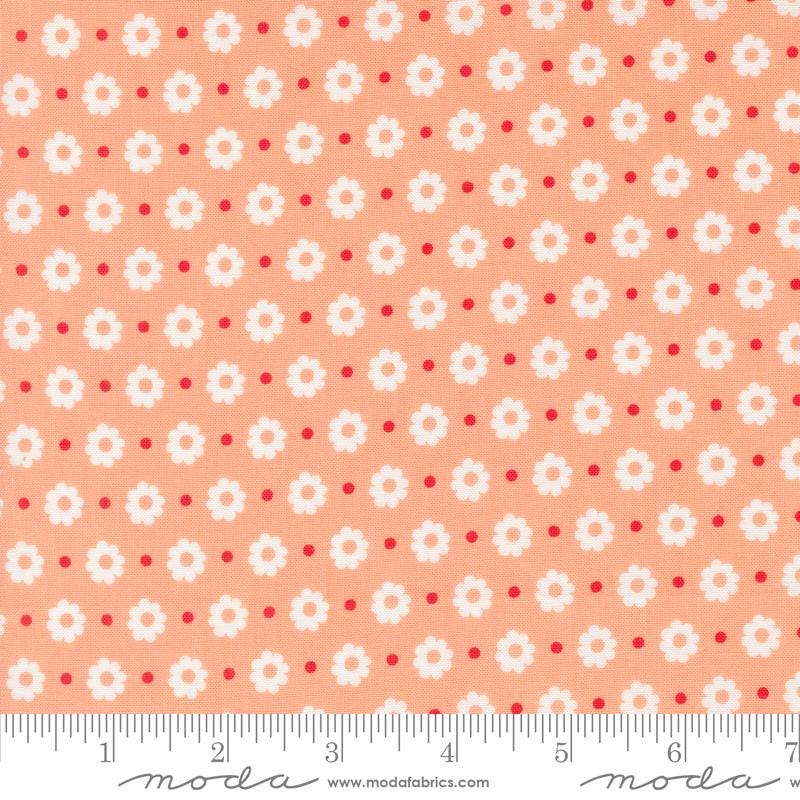 Laguna Sunrise Petal Floral Dots in Cantaloupe by Sherri & Chelsi for Moda. Continuous cuts of Quilter's Cotton Fabric