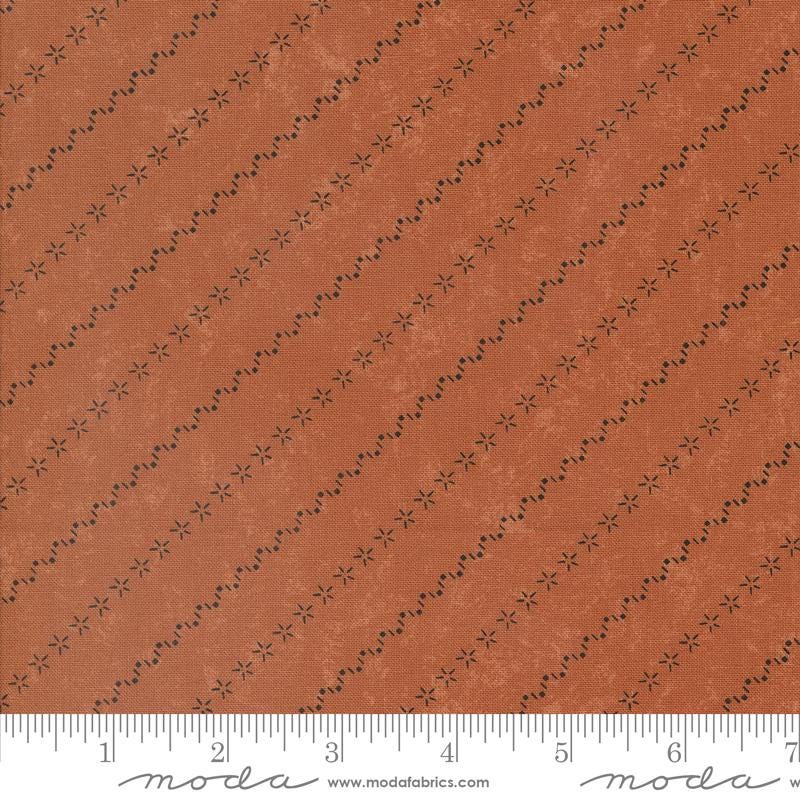 Daisy Lane All in a Row Stripes in Tiger Lily by Kansas Troubles for Moda Fabrics. Continuous cuts of Quilter's Cotton Fabric