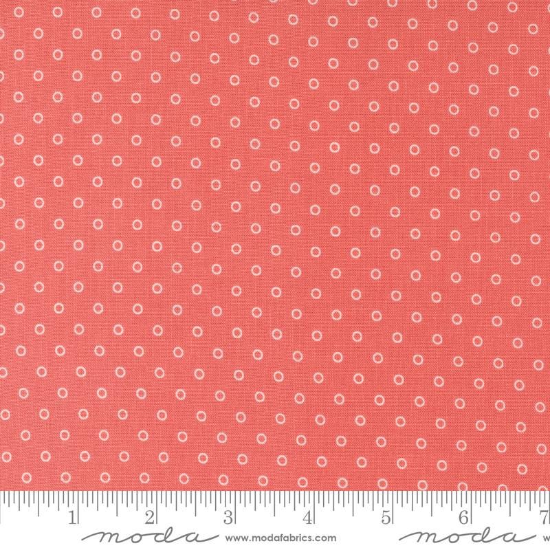Darling Dots in Strawberry from the Rosemary Cottage collection by Camille Roskelley for Moda continuous cuts of Quilter's Cotton