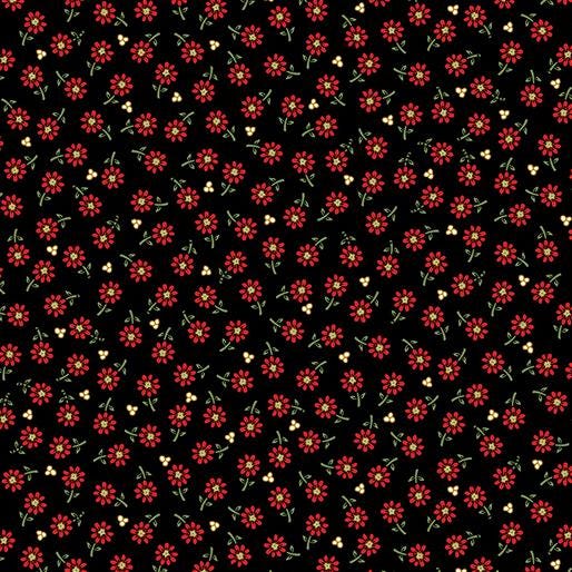 Samsara Daisy in Black by Painted Sky Studio for Benartex Fabrics continuous cuts of Quilter's Cotton Fabric