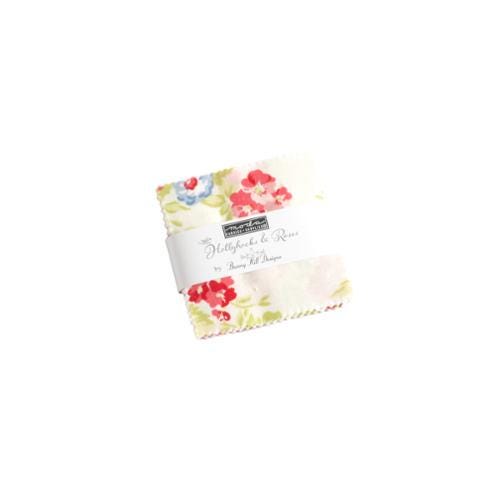 Hollyhocks & Roses by Bunny Hill Designs for Moda Fabrics. Quilter's Cotton Mini Charm Pack of 42 2.5 x 2.5 inch squares