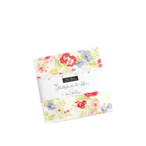 Hollyhocks & Roses by Bunny Hill Designs for Moda Quilter's Cotton Charm Pack of 42 5 x 5 inch squares