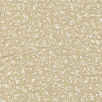 Tea with White Floral Quilt Backs 108" wide Quilt Backing Fabric in Tea by Galaxy continuous cuts of Quilter's Cotton Fabric