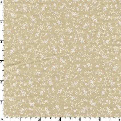 Tea with White Floral Quilt Backs 108" wide Quilt Backing Fabric in Tea by Galaxy continuous cuts of Quilter's Cotton Fabric