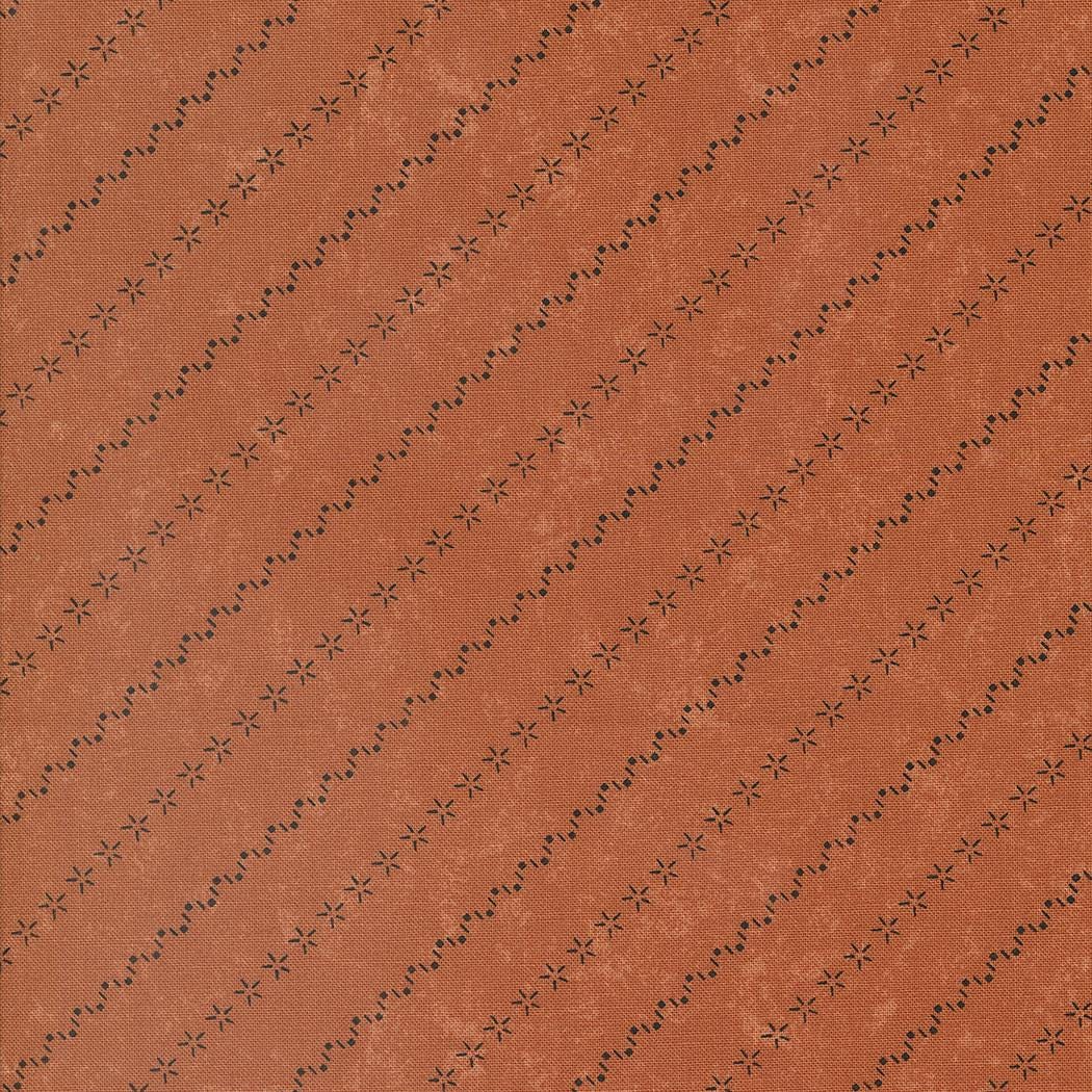 Daisy Lane All in a Row Stripes in Tiger Lily by Kansas Troubles for Moda Fabrics. Continuous cuts of Quilter's Cotton Fabric