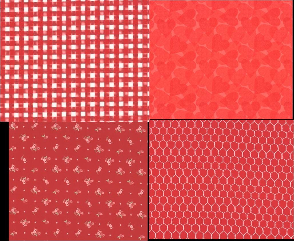 Celebrating 50 Years of Moda 4 in 1 Blender in Red. Continuous cuts of Quilter's Cotton Fabric