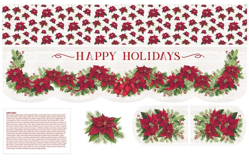 Mantel Runner of the Month for December by Tara Reed for Moda Fabrics. 36 inch x 56 inch panel for a mantle cover or table runner.