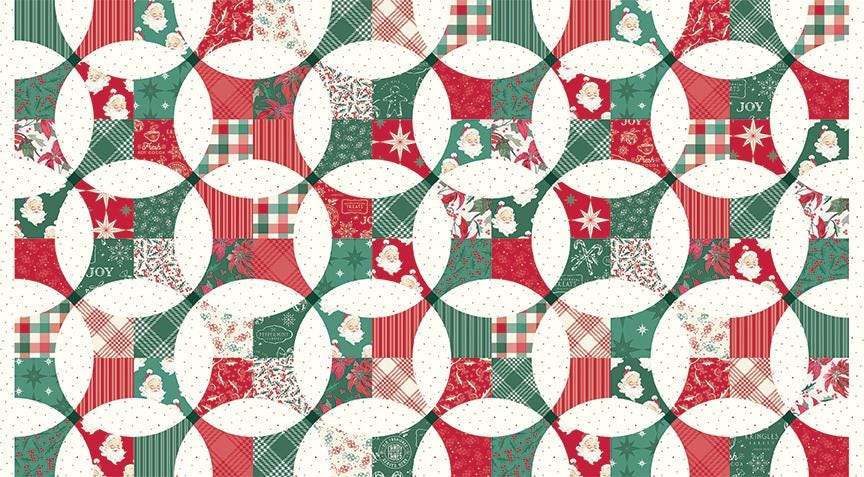 Merry Little Christmas Cheater Print Continuous Yardage of flowering snowball quilt design by My Mind's Eye for Riley Blake Designs