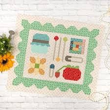 Pins & Pincushions Mercantile Quilt Seeds pattern by Lori Holt for Riley Blake Designs. Directions for 1 block in a "seed pack" envelope.