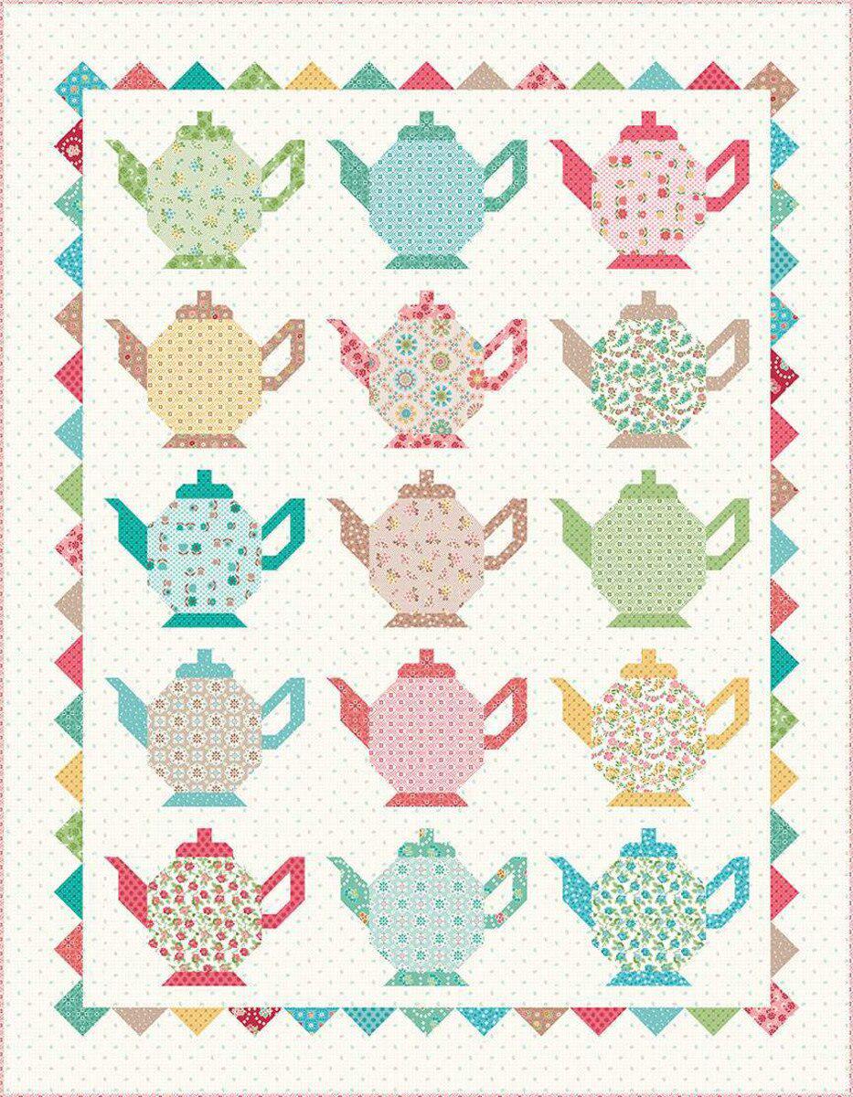 Granny's Teapot Quilt Pattern by Lori Holt of Bee in My Bonnet for Riley Blake Designs. Directions only for a 59" x 75" quilt.