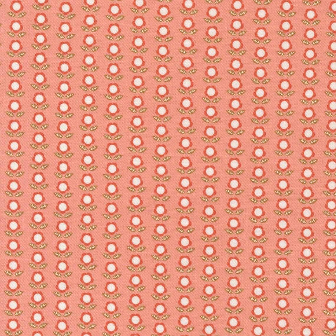 Birdsong Little Flowers in Peach by Gingiber for Moda. Continuous cuts of Quilter's Cotton Fabric