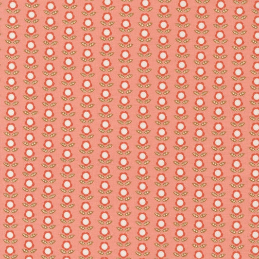 Birdsong Little Flowers in Peach by Gingiber for Moda. Continuous cuts of Quilter's Cotton Fabric