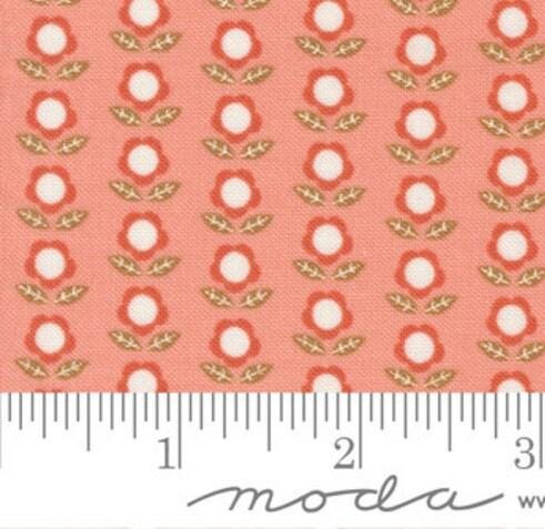 Birdsong Little Flowers in Peach by Gingiber for Moda. Continuous cuts of Quilter's Cotton Fabric