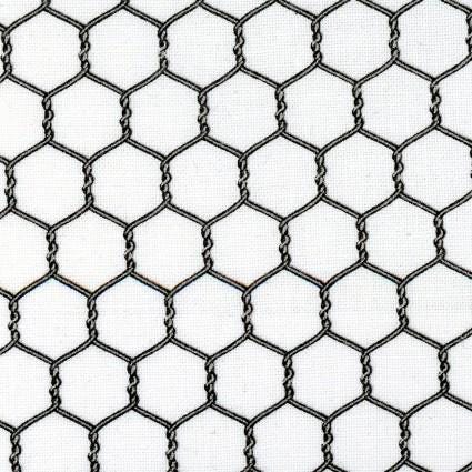 Chicken Wire in White, Landscape Medley collection by Elizabeth Studio continuous cuts of Quilter's Cotton Fabric