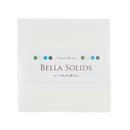 Bella Solids Charm Pack in White Moda Quilter's Cotton Charm Pack of 42 5 x 5 inch solid white squares