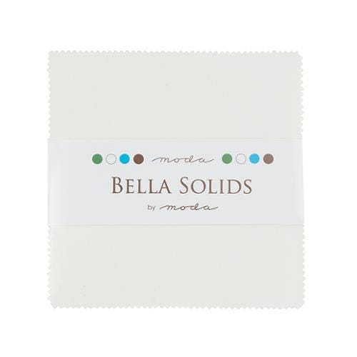 Bella Solids Charm Pack in White Moda Quilter's Cotton Charm Pack of 42 5 x 5 inch solid white squares