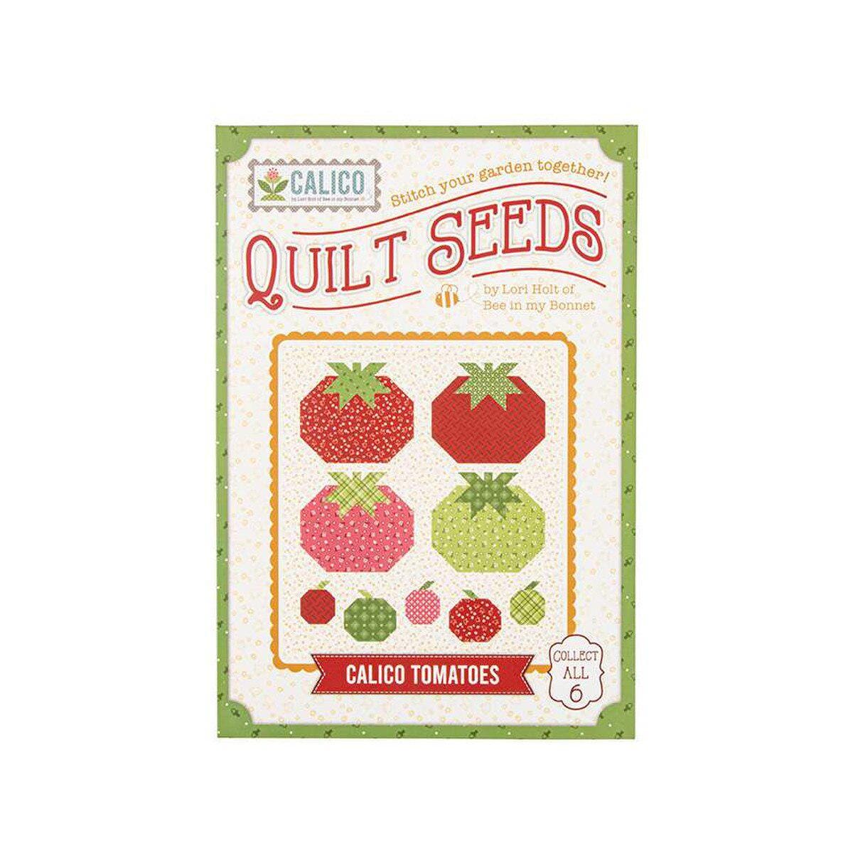 Calico Tomato Quilt Seeds pattern by Lori Holt for Riley Blake Designs. Directions for 1 scrappy block in a darling "seed pack" envelope.