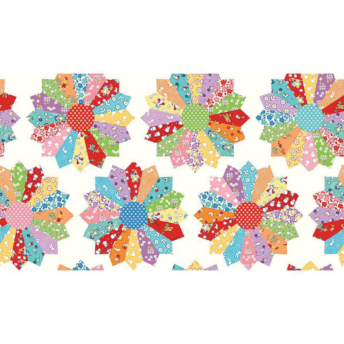 Storytime 30s Dresden Cheater Print Continuous Yardage of traditional dresden plate quilt design by Riley Blake Designs