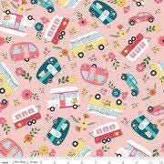 Gone Glamping Main Print in Pink by Lori Whitlock for Riley Blake Designs. Continuous Cuts of Quilter's Cotton fabric.