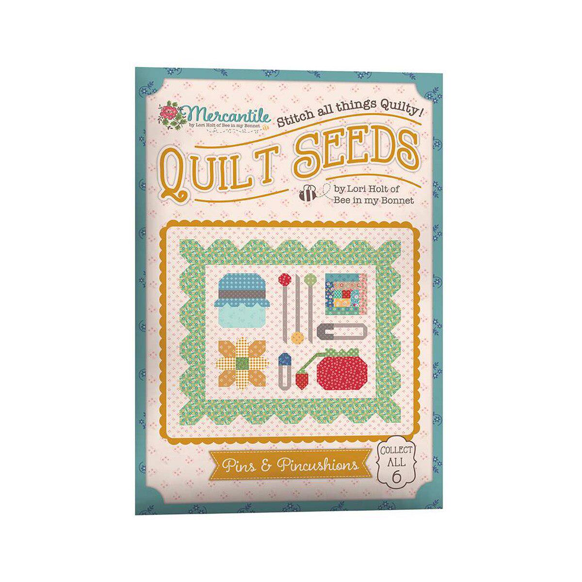 Pins & Pincushions Mercantile Quilt Seeds pattern by Lori Holt for Riley Blake Designs. Directions for 1 block in a "seed pack" envelope.