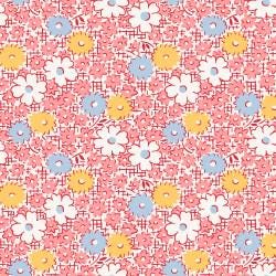 Floral in Pink from the 1930s Dilly Dally collection by Maywood Studio. Continuous Cuts of Quilter's Cotton .