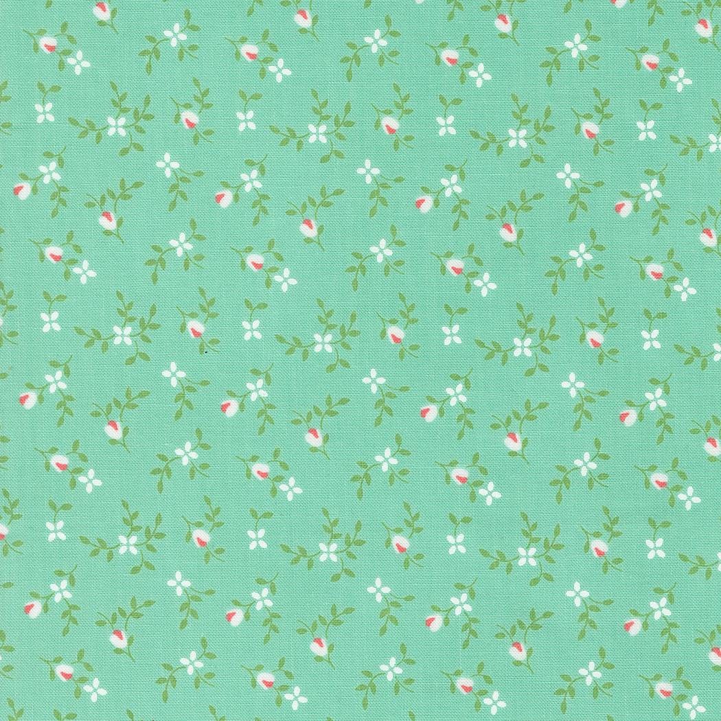 Vine and Bud Small Floral in Sea from the Cali & Co Collection by Corey Yoder for Moda. Continuous cuts of Quilter's Cotton Fabric