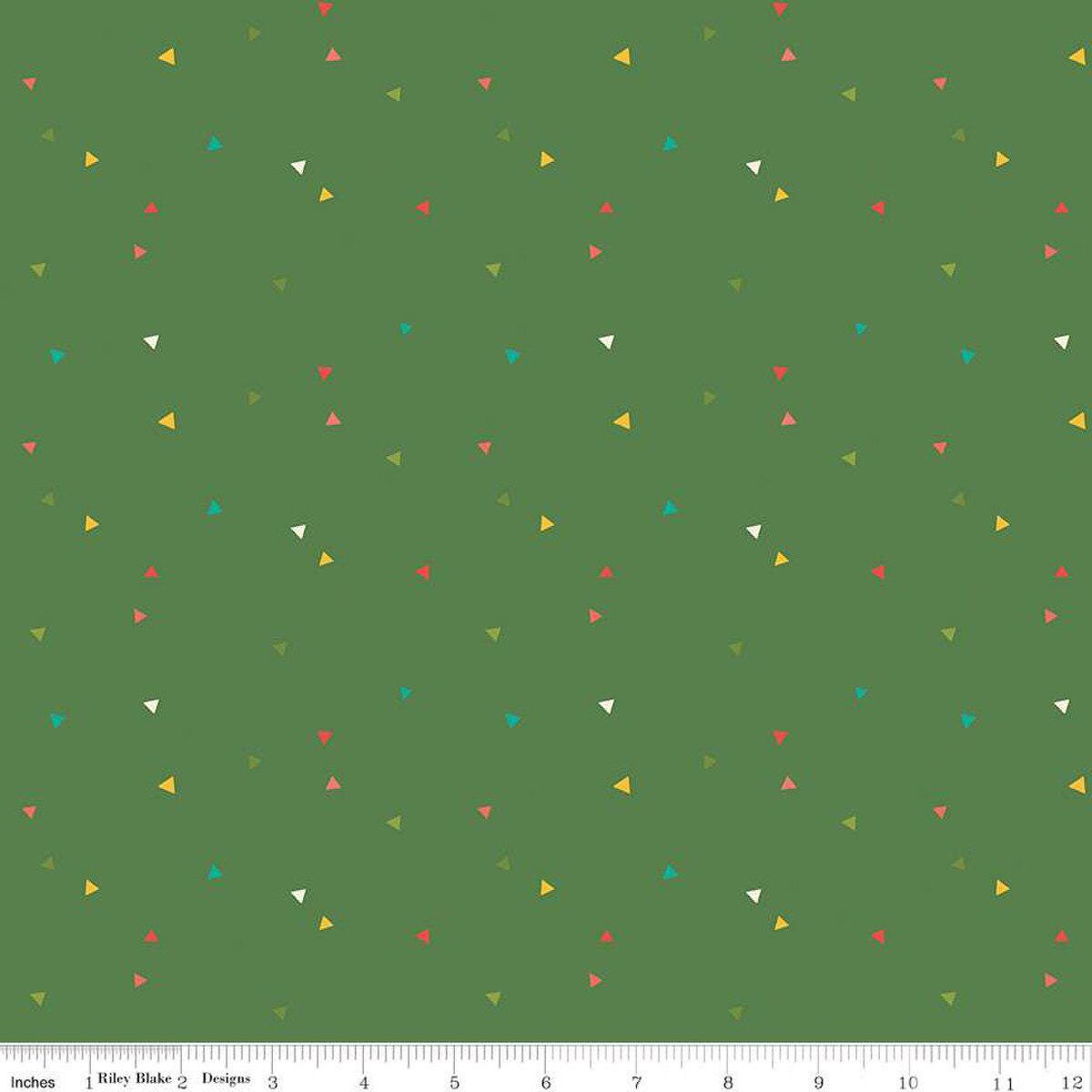 Market Street Triangles in Green by Heather Peterson for Riley Blake Designs. Continuous Cuts of Quilter's Cotton fabric.