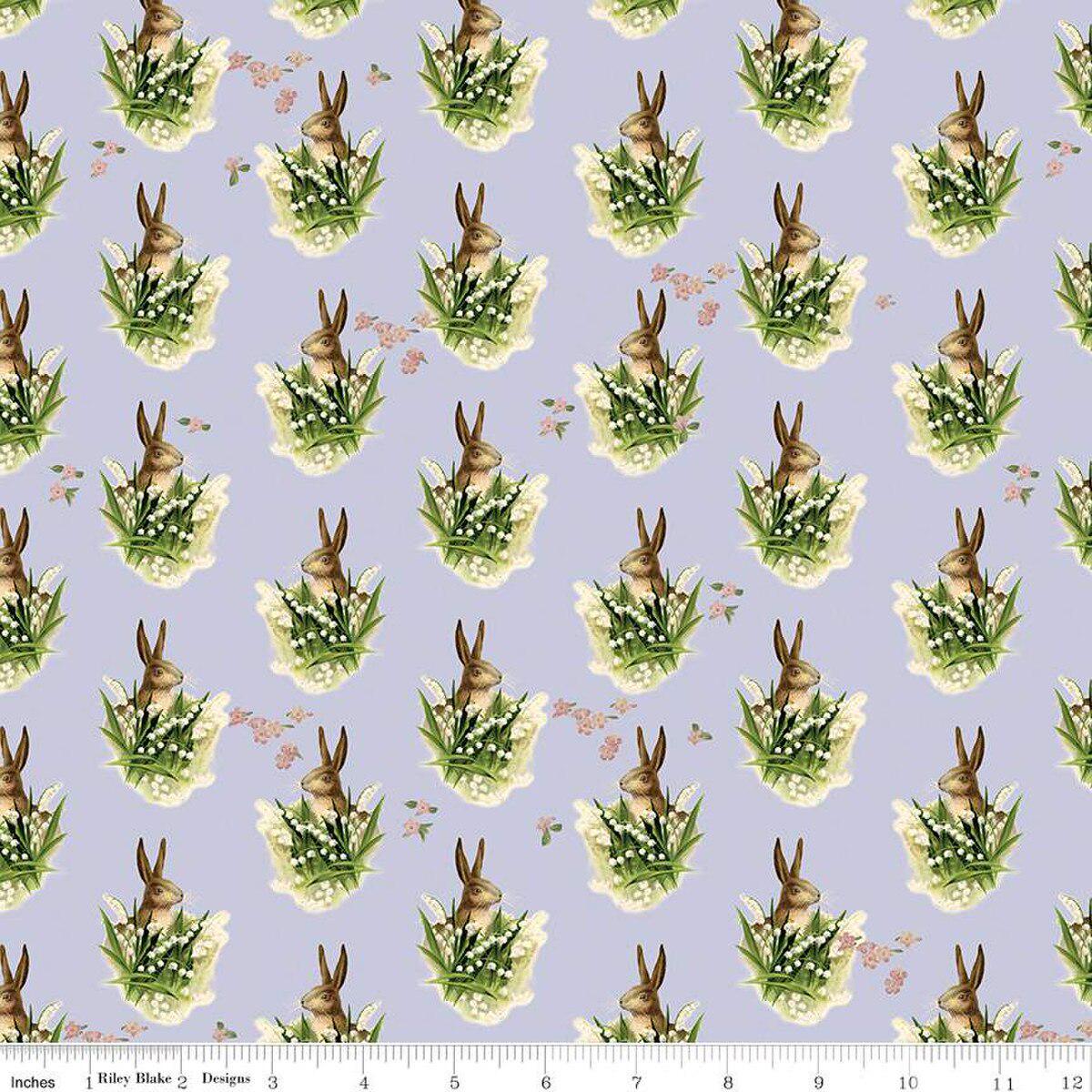 Springtime Bunnies in Lilac by My Mind's Eye for Riley Blake Designs. Continuous cuts of quilter's cotton fabric