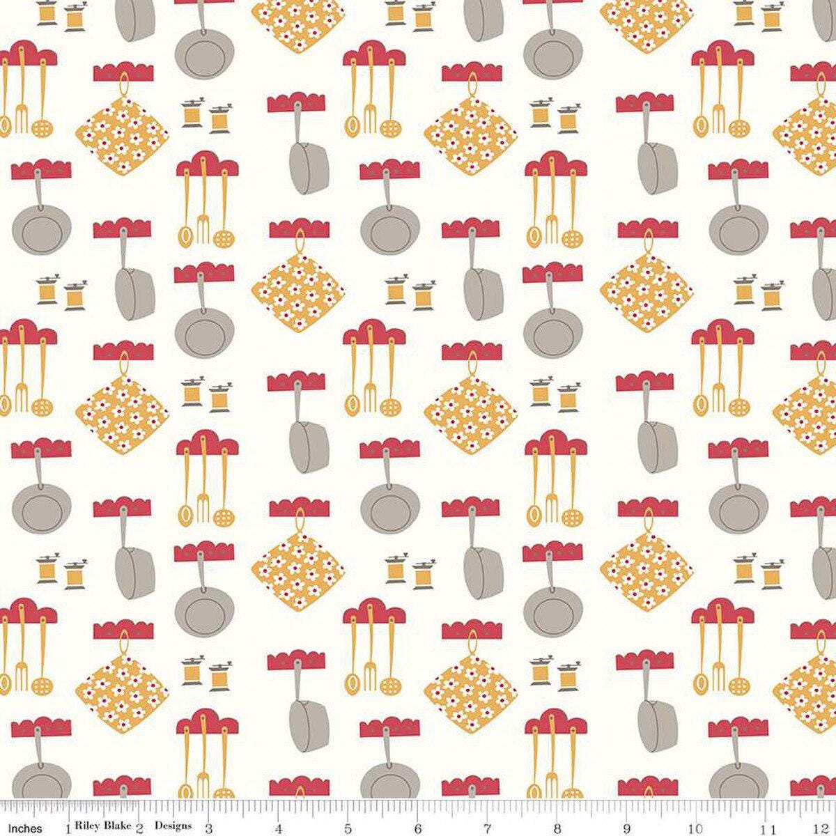 Cook Book Dinner in Daisy by Lori Holt for Riley Blake Designs. Continuous Cuts of Quilter's Cotton fabric.