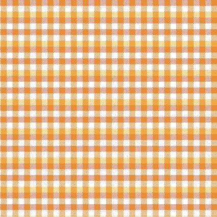 Halloween Plaid Orange from Kitty Loves Candy by Lori Woods for Poppie Cotton, continuous cuts of Quilter's Cotton Fabric