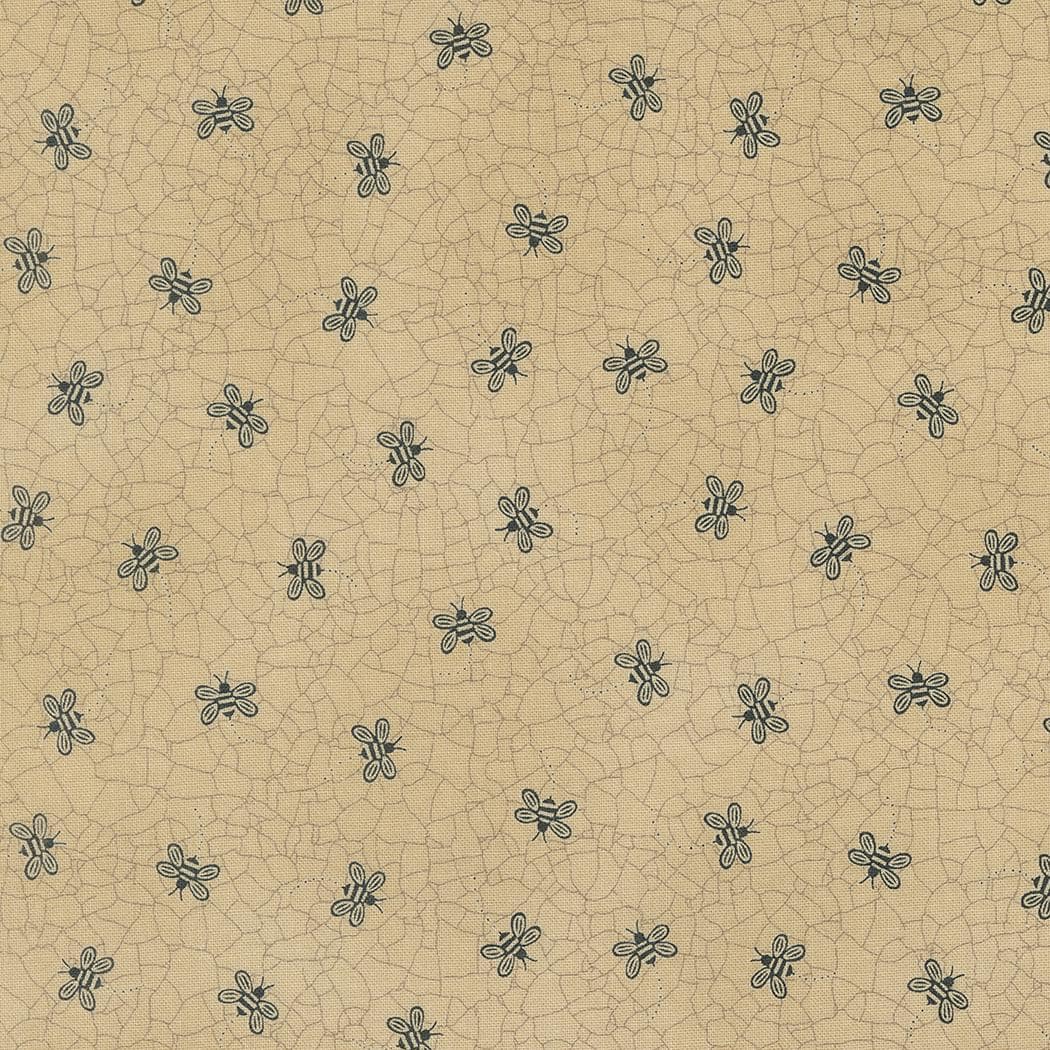 Bee Toss in Tan from the Bloom and Grow collection by Kathy Schmitz Studio for Moda. Continuous cuts of Quilter's Cotton