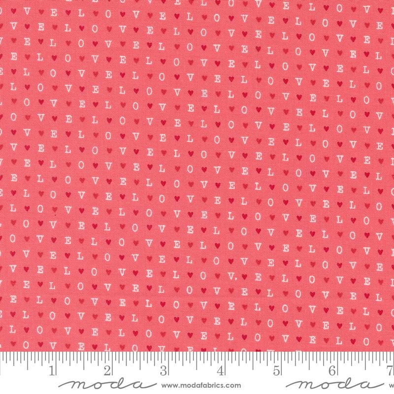 Love Text and Words in Lipstick by Lella Boutique for Moda continuous cuts of Quilter's Cotton Fabric