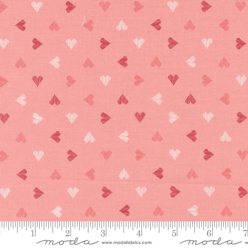 Sweethearts Valentine in Blush from the Love Blooms by Lella Boutique for Moda fabrics. Continuous cuts of Quilter's Cotton Fabric